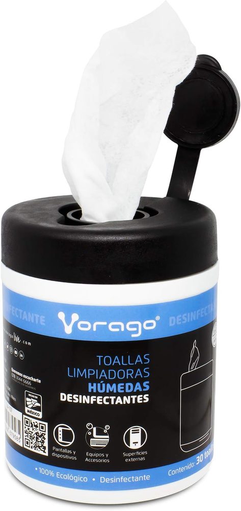 Toallas Humedas Desinfectantes / Vorago / CLN-107 / Bote 30PZ