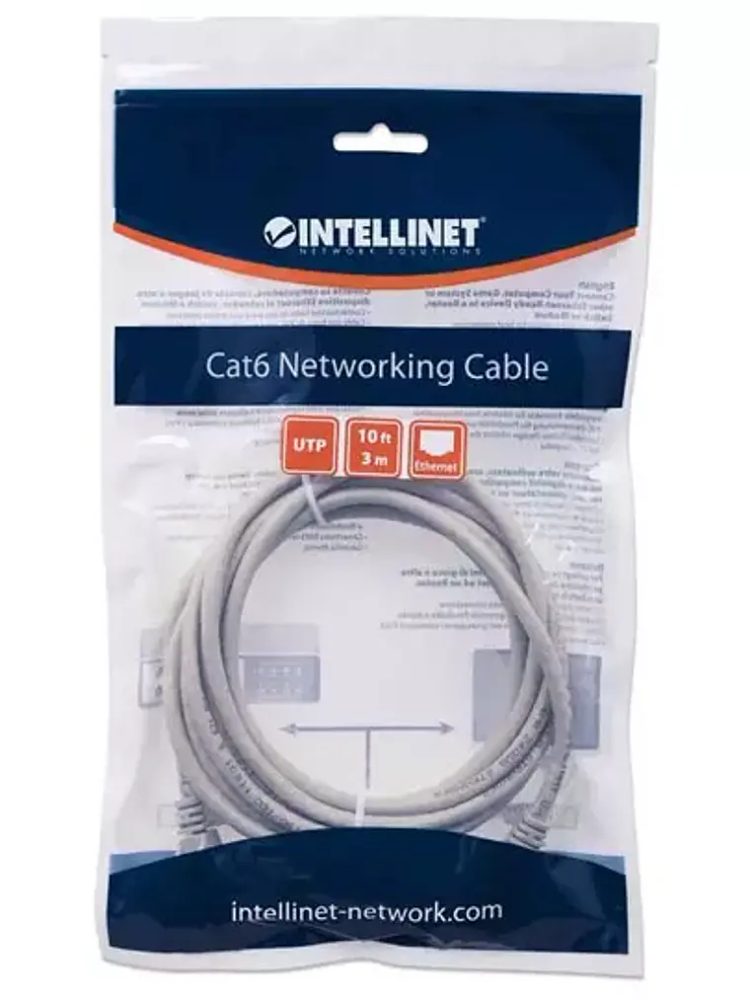Cable Patch, Intellinet, 334129, Cat 6, 3.0M10.0F Utp Gris