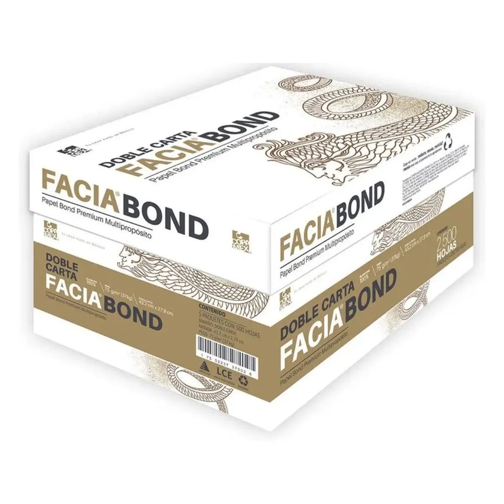 Caja de papel bond Facia tamaño doble ca