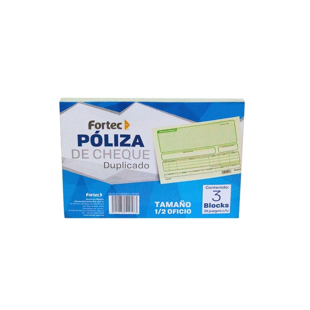 Póliza de cheque duplicado Fortec 1/2 of