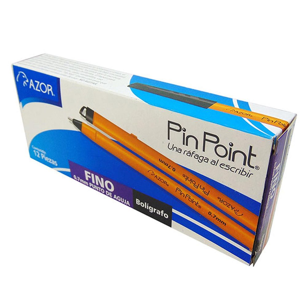 Pluma Boligrafo Pin Point Negro C/12 Pzas .7mm