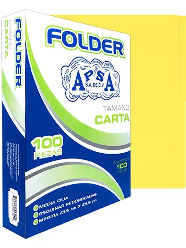 Folder canario APSA tamaño carta  , paqu
