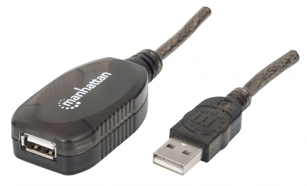 Cable USB, Manhattan, 308519, V2.0 Ext. Tipo a 0.9M Negro