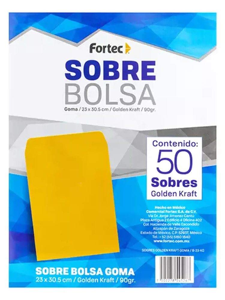 Sobre kraft engomado Fortec carta caja c