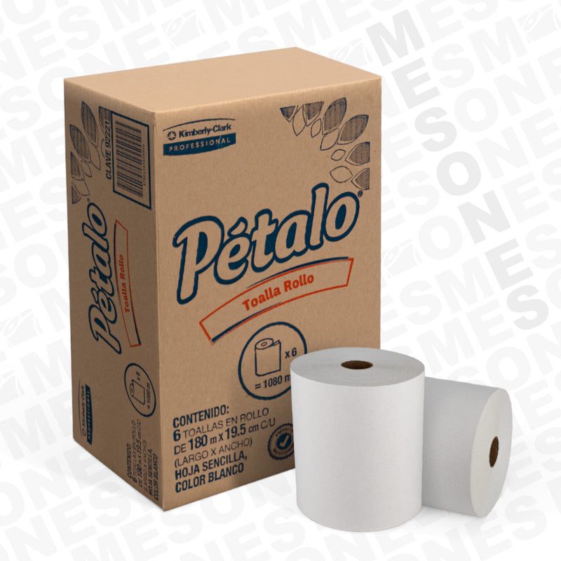Toalla en rollo blanca Petalo de 180 m,