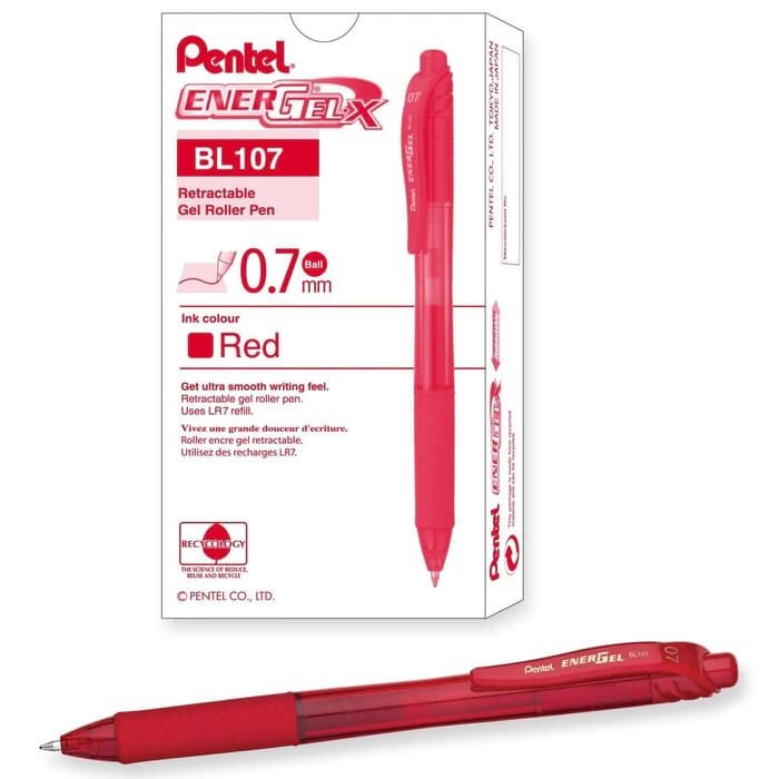 Bolígrafo retractil Pentel Energel rojo