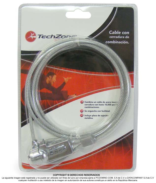 Cable con candado de combinación TechZon