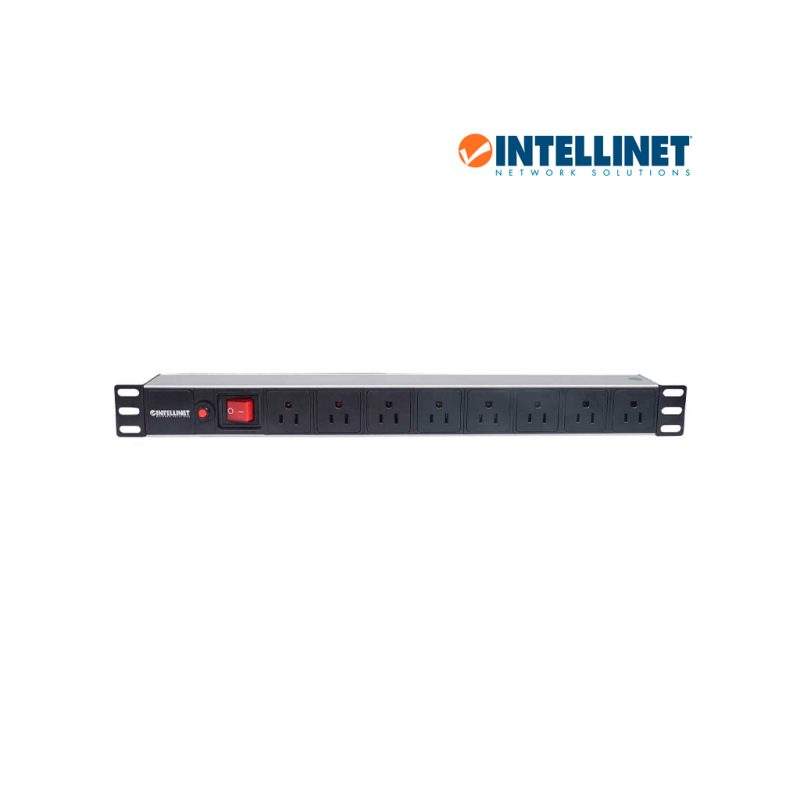 Barra Pdu, Intellinet, 713993, 8 Cont. Gab/rack 19, 1U, Contra Sobrecarga, On/off
