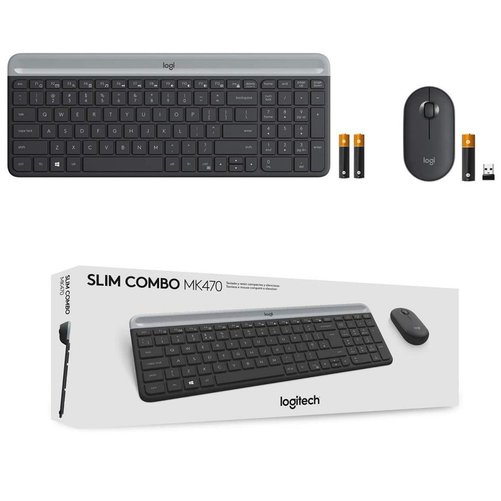 Teclado y Mouse Logitech MK470 Slim Inalambrico Receptor USB (español) Negro