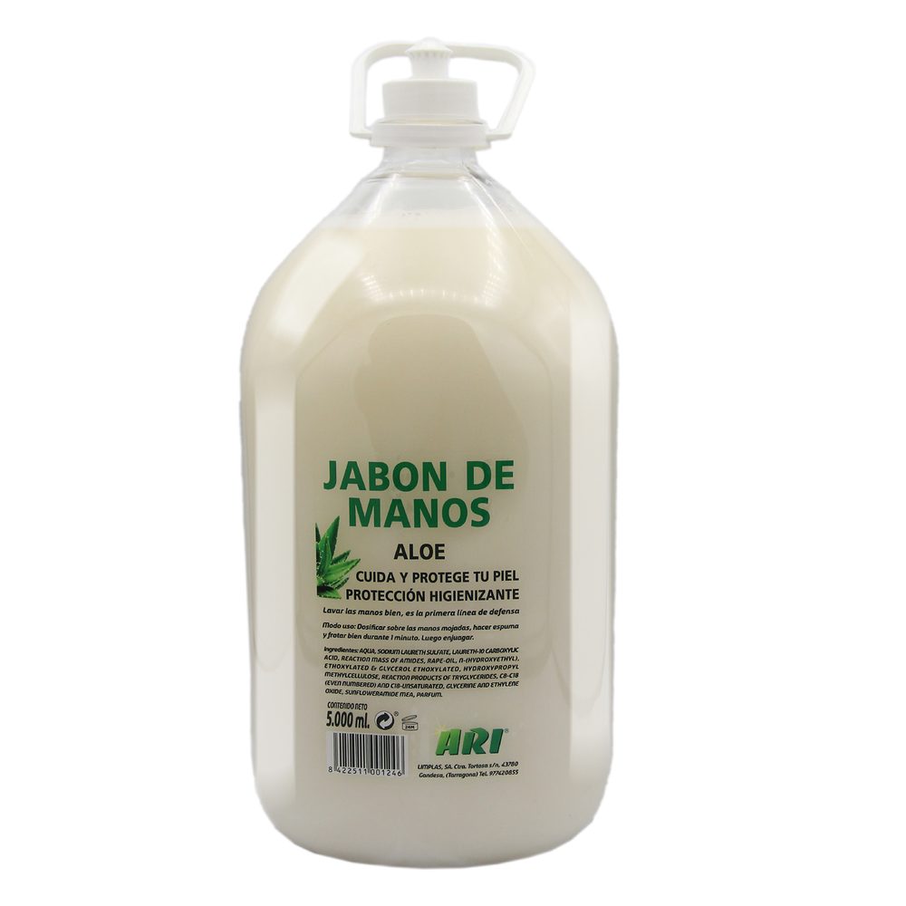 Jabón para manos en botella de plástico
