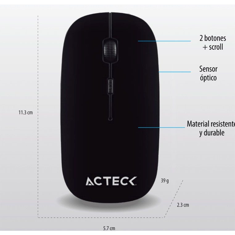 Mouse Acteck inalámbrico negro
