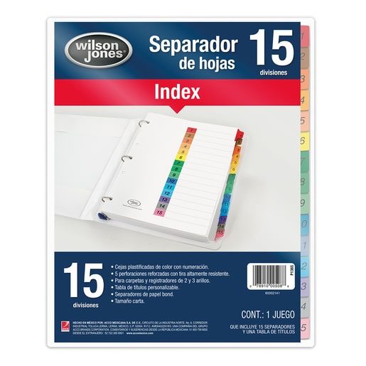 Separador c/numeración 15 divisiones ACC