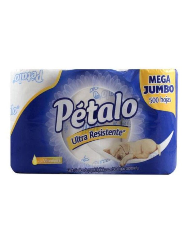 Papel Higiénico blanco Petalo, caja c/ 6