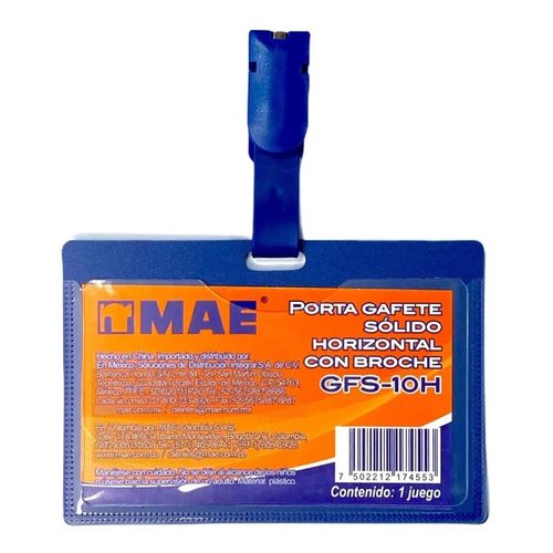 Porta gafete azul horizontal MAE blister