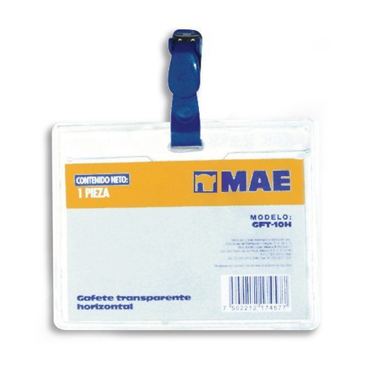 Gafete transparente horizontal marca mae