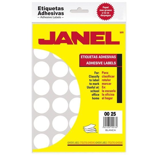 Etiqueta blanca JANEL clasica no. 12 con