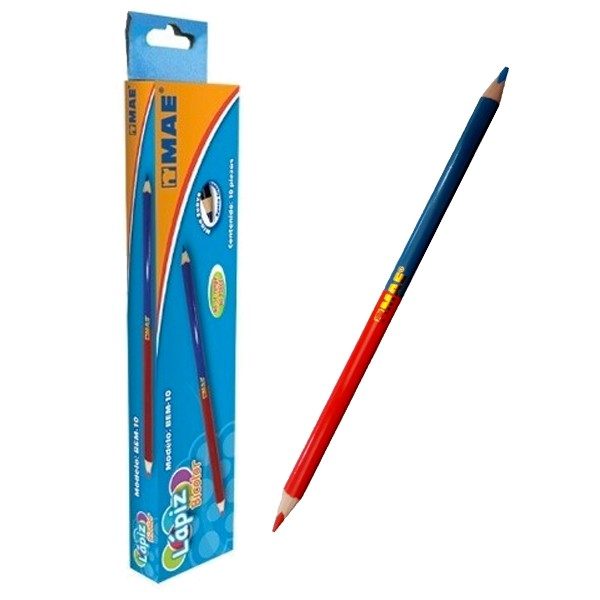 Lapiz bicolor mae rojo/azul caja con 10