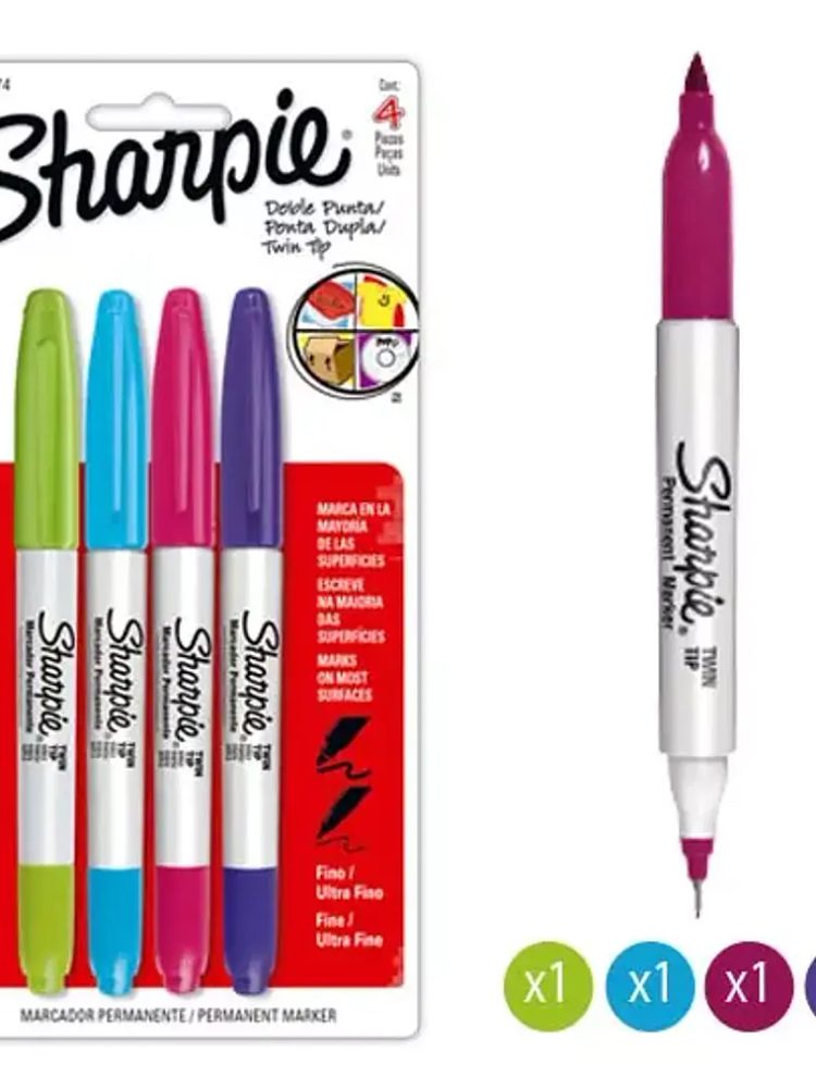Marcador sharpie doble punta tarjeta con