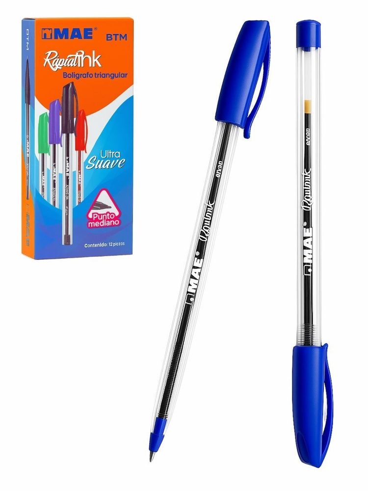 Boligrafo MAE azul punto mediano caja co