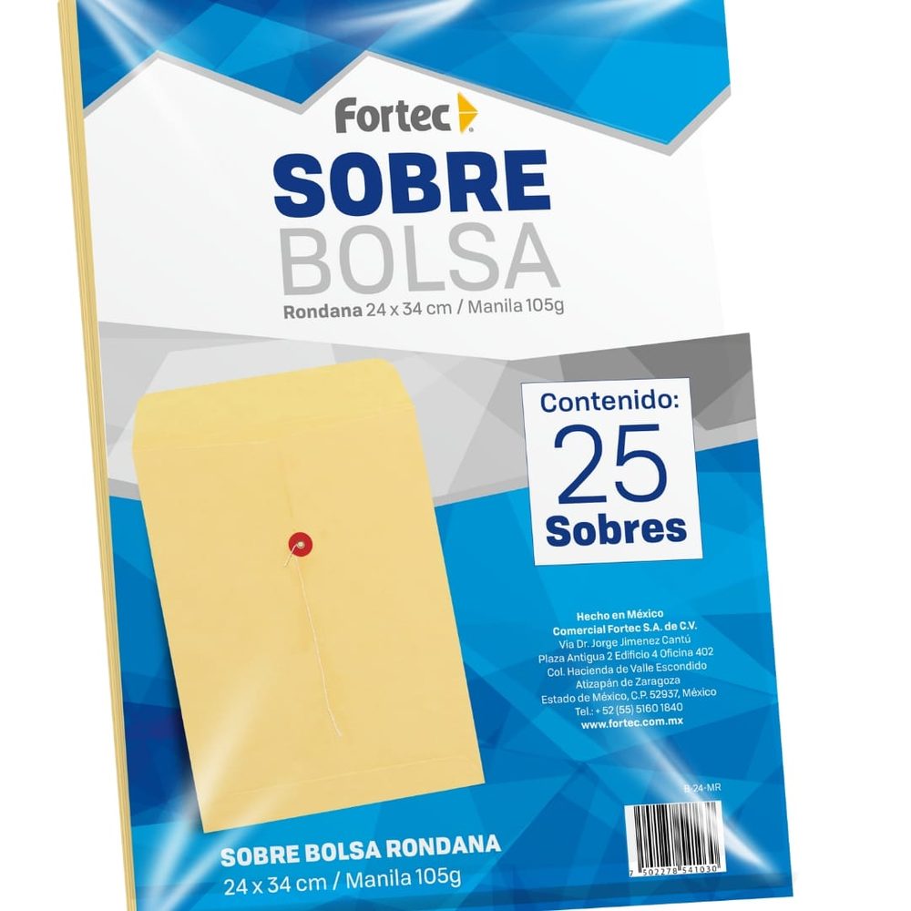 Sobre kraft engomado Fortec oficio caja