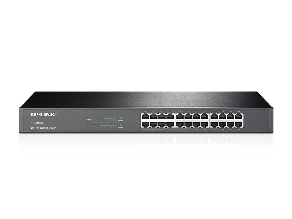 Switch | TP-Link | TL-SG1024 | 24 Puertos | RJ45 Gigabit 10/100/1000 | No Administrable | Rack 19 Pulgadas