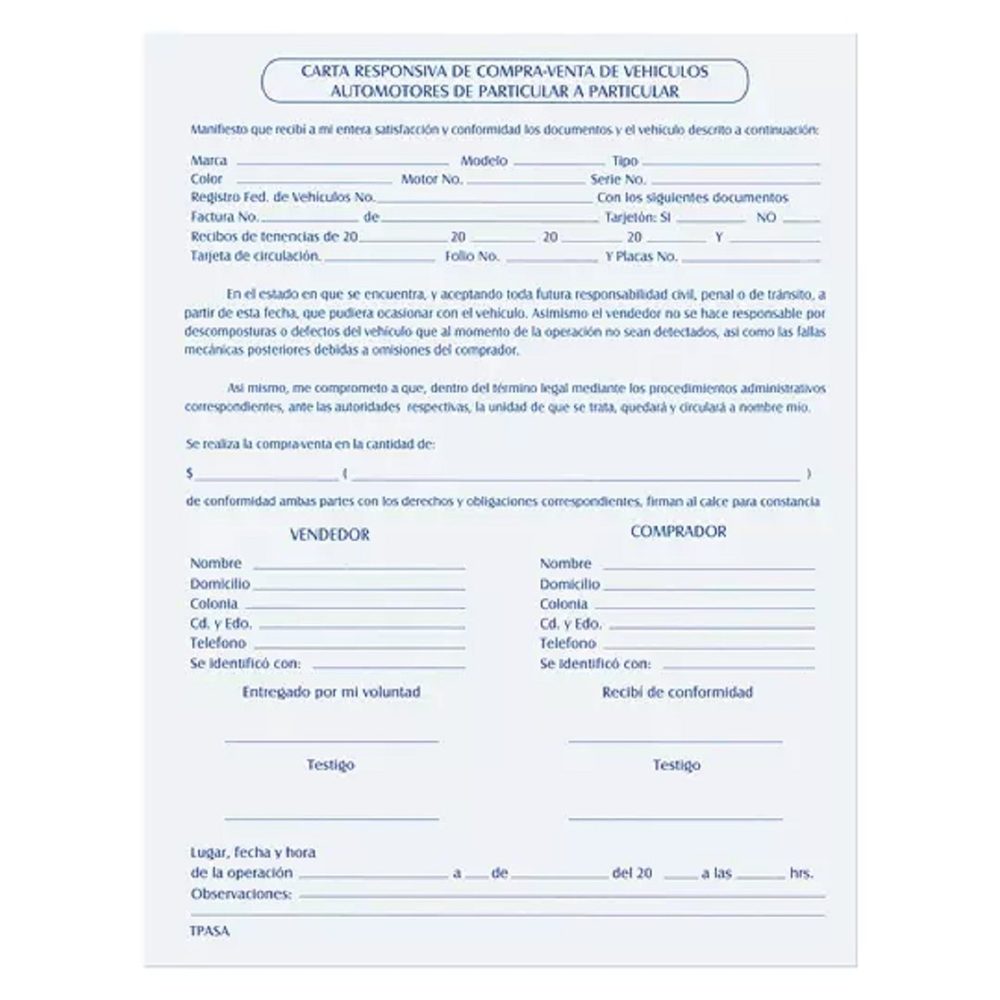 Carta responsiva Pinos Altos "Contrato d