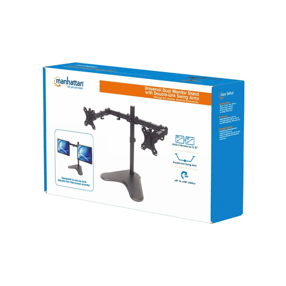 Soporte Manhattan p/2 monitor 13 a 32