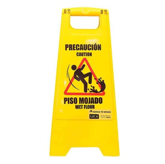 Señal caballete piso mojado