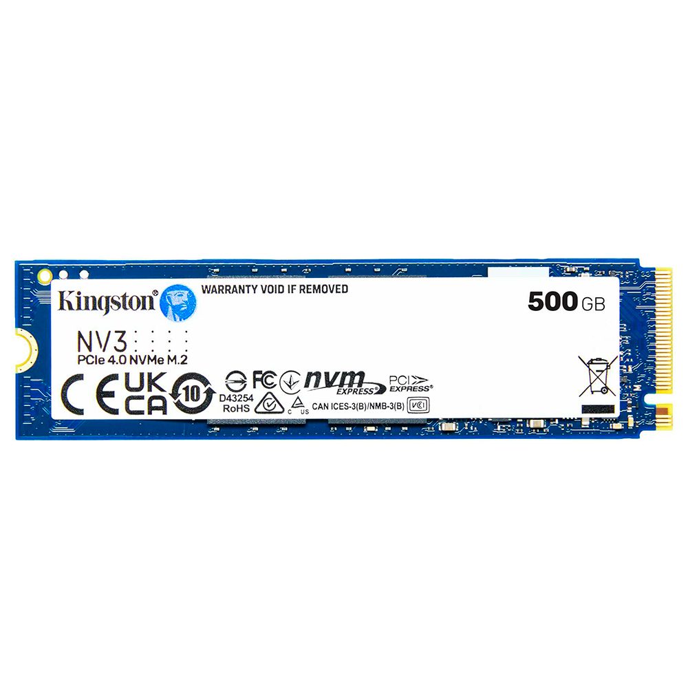 Unidad de Estado Solido Kingston Interno SNV3S NV3 500GB M.2 2280 NVME Pcie Gen 4X4 LECT.5000/ESCRIT.3000 Mb/s Pc/laptop/mini PC SNV3S/500G