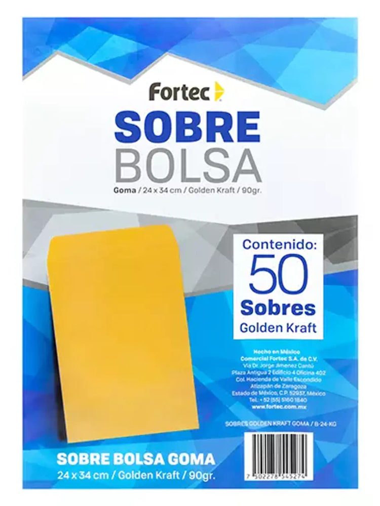 Sobre kraft engomado Fortec esquela caja
