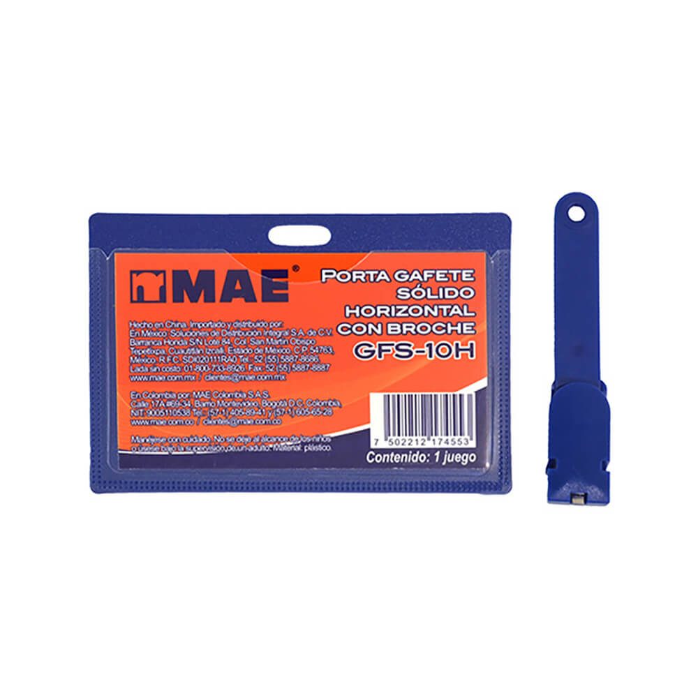 Porta gafete azul horizontal MAE caja co