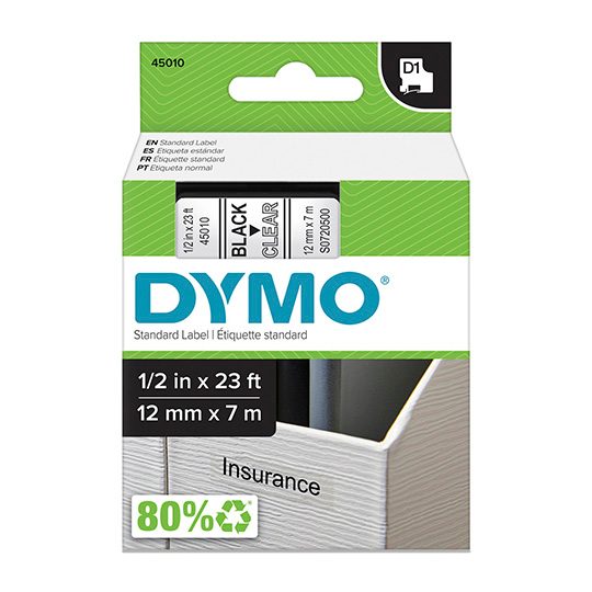 Cinta DYMO para rotulado negro con fondo