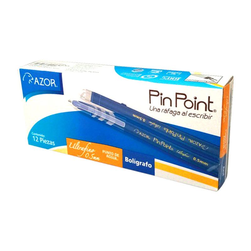 Pluma Boligrafo Pin Point Azul C/12 Pzas .5mm