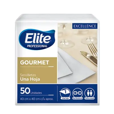Servilletas de mesa color blanco Elite,