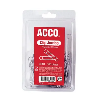 Clip jumbo ACCO capacidad hasta 35 hojas