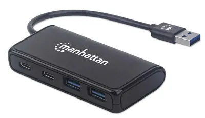 HUB/MANHATTAN/181006/ Hub de 4 Puertos Usb-a 3.2 Gen 1 con Conector Adaptable de Usb-a a Usb-c