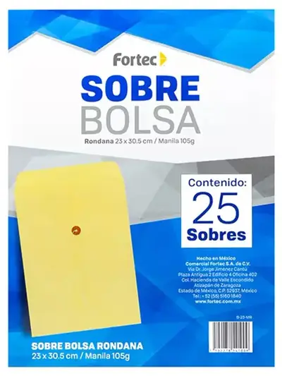Sobre manila con rondana Fortec carta