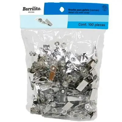 Broche metálico tipo caimán Barrilito