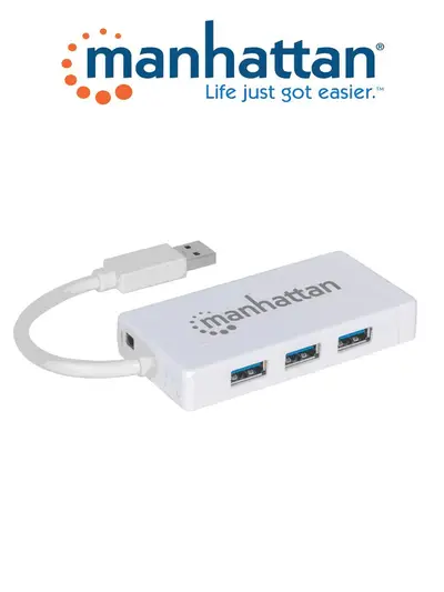 Adaptador de Red, Manhattan, 180894, GB USB A/C +hub 3 Ptos V3.0