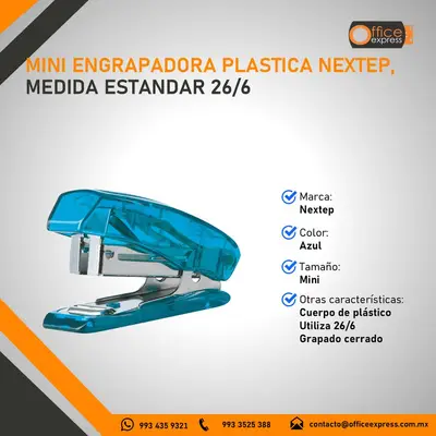 Mini Engrapadora Plastica Azul Ne-106
