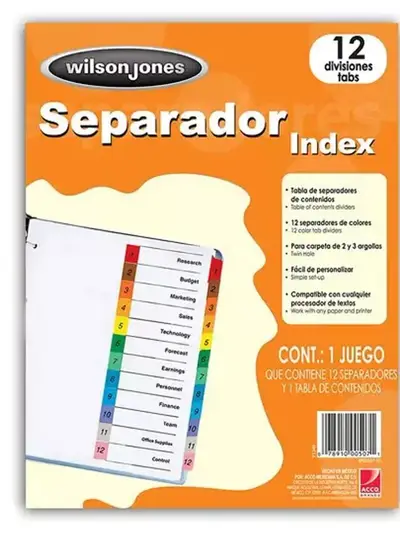 Separador c/numeración 12 divisiones