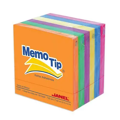 Notas Adhesivas Memo Tip neon 3x3 pulg