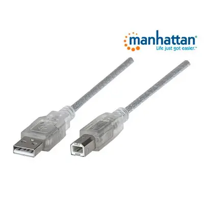 Cable Manhattan USB A-B v2.0 1.8m plata