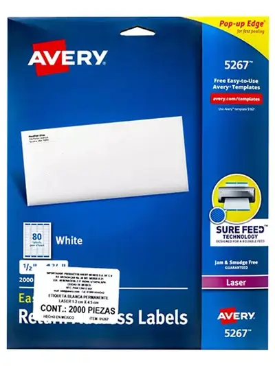 Etiqueta tecnología laser AVERY color blancas