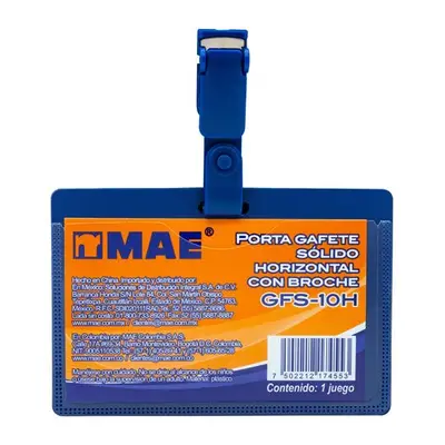 Gafete azul horizontal marca mae 1 pieza