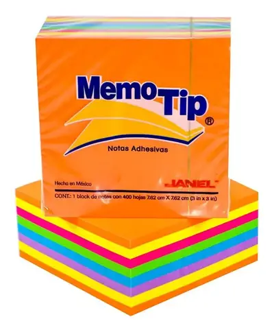 Notas Adhesivas Memo Tip neon de 3x3 pul