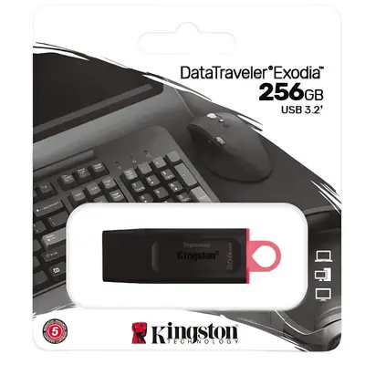 Memoria Flash USB Kingston Data Traveler Exodia M 256GB Gen 1 3.2 Gen 1 C/tapa Mvil Negro Verde Ocean DTXM/256GB