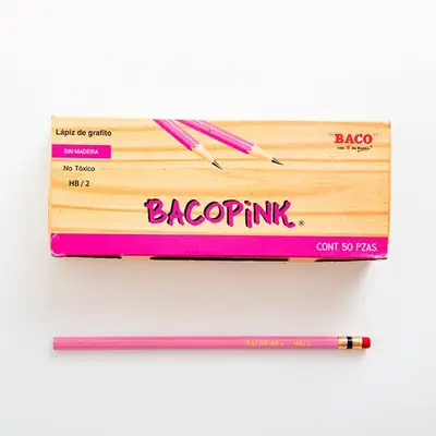 Lápiz de grafito BACOPINK HB No.2, caja 10 piezas