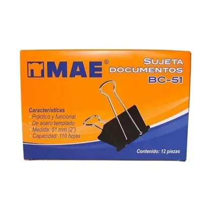 Sujetadocumentos mae de 51 mm 12 piezas.