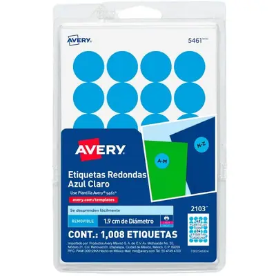 Etiqueta redonda removible azul AVERY